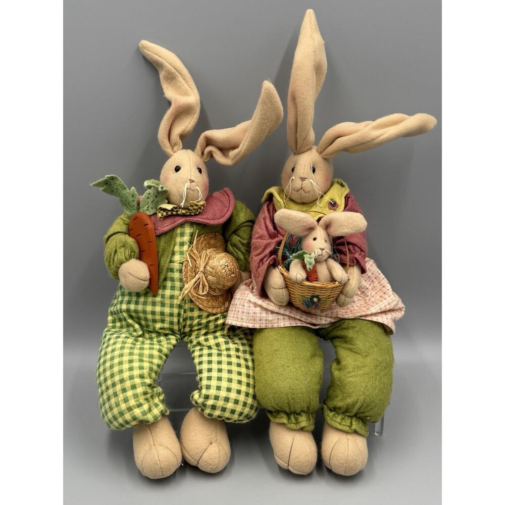 Rexmas‎ Fashion Bug Decorative Bunny Rabbit Shelf Sitters Mom & Dad Spring READ